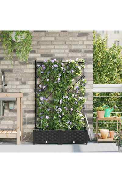 vidaxl Vaza pentru Gradina 2 pcs Negru 80 x 40 x 126 cm Plastic