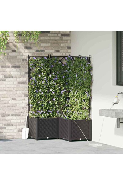 vidaxl Vaza pentru Gradina 3 pcs Negru 80 x 80 x 142 cm Plastic