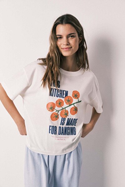 Women'secret White 100% cotton short sleeve T-shirt