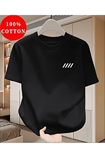 yiou trendy clothing تي شيرت رجالي من القطن الخالص من سوڤاي بتصميم طباعة بسيط...