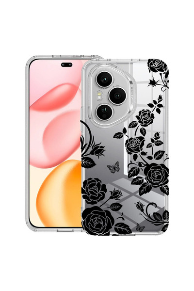 bestcase Husă Antișoc pentru Honor 400 Pro, Florală - Trandafir Negru, 205964...