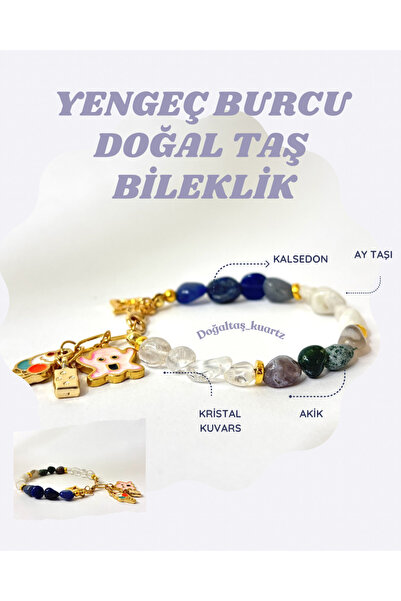 kuartz Cancer Zodiac Natural Stone Bracelet. Certified Original Natural Stone