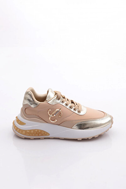 DGN 022 Women's Thick Sole Metal Accessory Lace-Up Sneakers Shoes