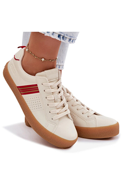 Big Star Shoes Adidași de damă din piele Big Star TT274307 Bej deschis 37
