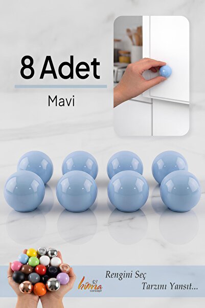 GLASWEN 8 komada tvrdih plastičnih dugmadi, okrugla lopta, plavi namještaj za...