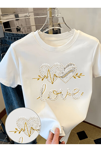 one button Tricou supradimensionat premium cu imprimeu Heart Ritm Love Text