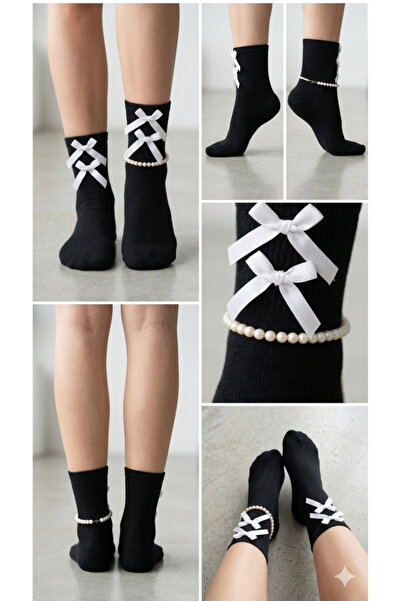 Sublime Butik Women's Assorted Bow Detailed Colorful Socks with Socks and Sce...