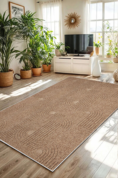 Hülya Home Salon Halısı Geometrik İskandinav Eskitmeli Dijital Baskı Yıkanabi...