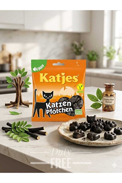 katjes vegan meyan kökü aromalı kedi pati şekerleme 175g