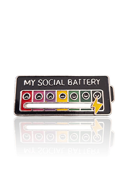 KYLE XM My Social Battery Hareketli Rozet Pin Broş – Ruh Halini Gösteren Ener...