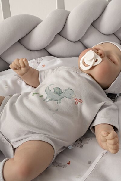Roosac Natural Modal Cotton Newborn Double-Breasted Bodysuit Short Sleeve Sna...