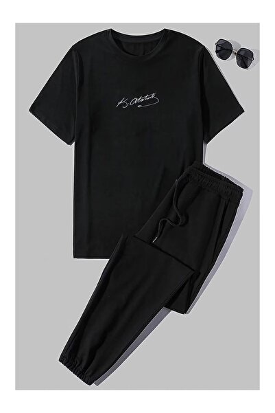 LAVİTTA Fashionable casual set: comfortable cut black trousers with a colored...