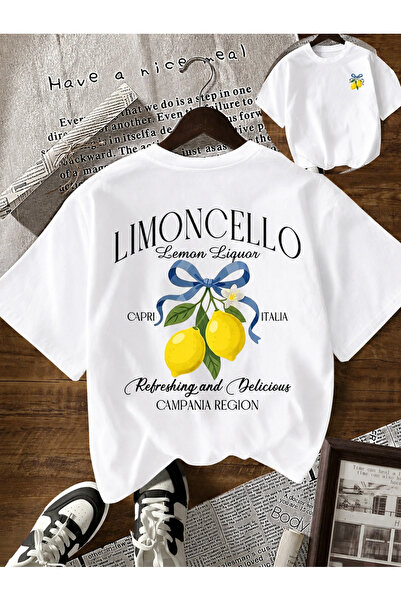 EVIus Υπερμεγέθη μπλουζάκι με στάμπα Limoncello στην πλάτη, 100% βαμβακερό, μ...