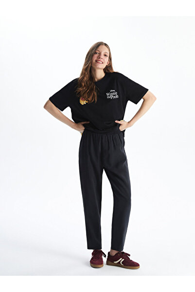 LC Waikiki Peak New Season Elastic Waist Linen Look Women's Trousers