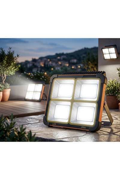 Torcello Güneş Enerjili 200W Solar LED Projektör Taşınabilir Sarı, Beyaz & Ça...