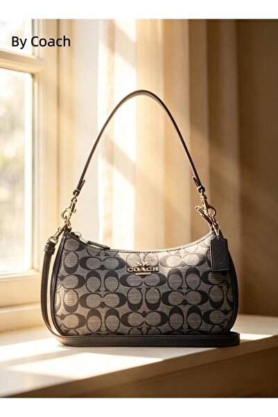 Coach New York حقيبة كتف تيري من القماش الكتاني المميز للنساء، حقيبة كروس بود...