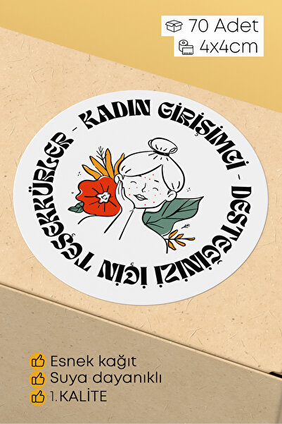 alışveriş kurdu Kadın Girişimci Paketleme Ambalaj Kargo Ürün Etiketi Yapışkan...