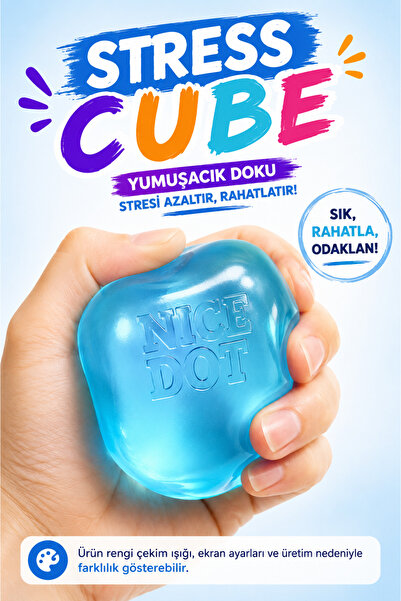 ZİVENTA Mavi Stress Cube Yumuşak Squishy Stres Küpü ASMR Rahatlatıcı Masa Oyu...