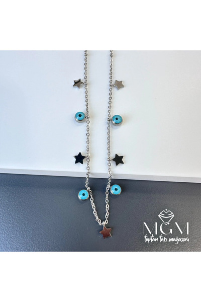 magicool Steel Star Evil Eye Beaded Necklace - Kl0046