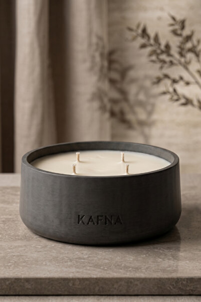 KAFNA Lavanata Kokulu | Büyük Boy Dekoratif Beton Mum - %100 Soya Wax | Antrasit