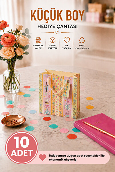 Daks 10 ADET (15.4 x 18.4 x 7.6 cm) - Pastel Parti Temalı Desenli Küçük Boy K...