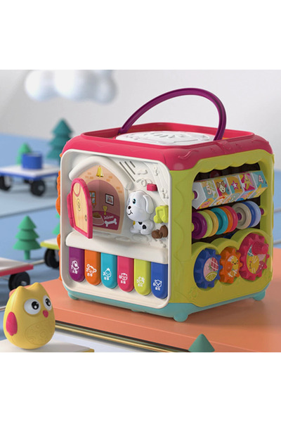 PinkBlue Cub muzical 6 in 1 - pian, toba cu lumini, sortator forme si jocuri,...