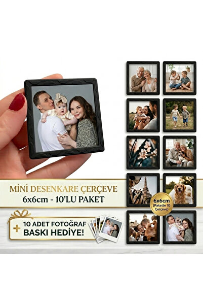 ZEAYSHOP 10'lu Mini Çerçeve (6x6cm) ve 10 Adet Fotoğraf Baskısı Beraberinde! ...