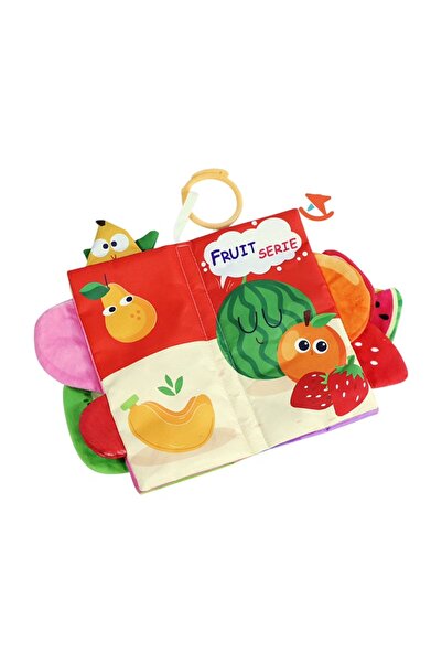 Junios Sensory textile book for babies with rattling elements and textile tai...