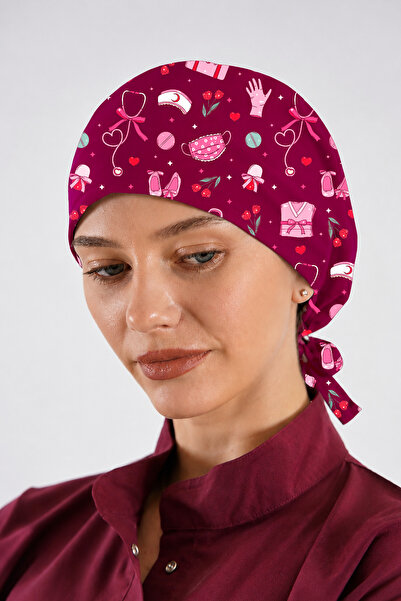 Lion Üniforma Pembe Stetoskop Desenli Unisex Cerrahi Bone Hemşire ve Doktor Bone