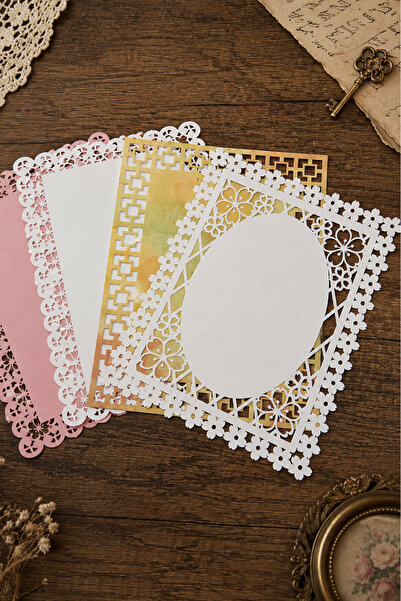stickybloom Dantel Kenarlıklı Kağıt Seti 4 Parça Journal/Scrapbook/Ajanda/Sti...