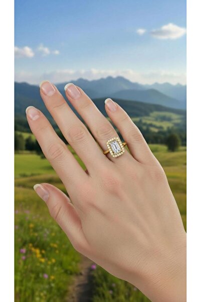 Vipfoni Gold Color Zircon Stone Baget Ring