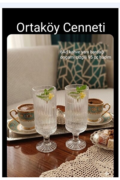 Rayah Coffee Side Glass 6 Units Mila Origami Striped 95 Cc Great-Looking Pres...