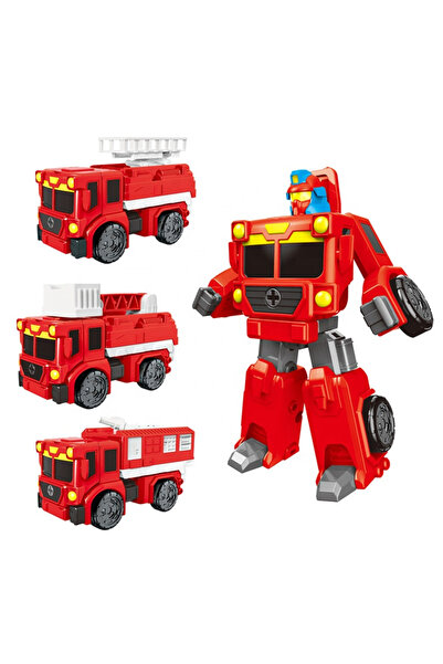 PinkBlue Robot Transformer 3 in 1, Camion de pompieri cu surubelnita, jucarie...