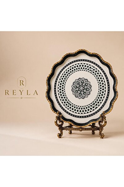 R-EYLA R’EYLA Elegance Art Tray Dekoratif Sunum Tepsisi 38 CM | Premium Cam Y...