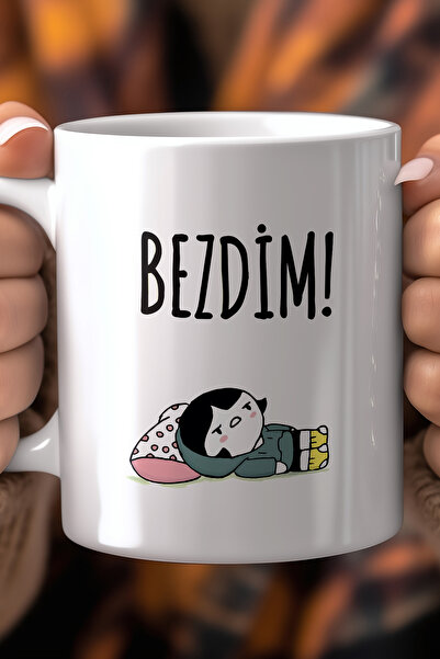 Mio Life كوب سيراميك أبيض مضحك سعة 330 مل من Bezdım، مطبوع