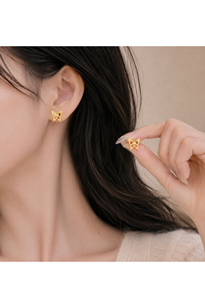 LUNIVRA Stainless Steel Minimal Butterfly Gold Earrings