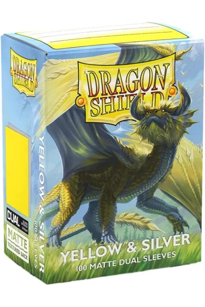 Dragon Shield |   Matte Dual Standard Size Card Sleeves |   100Ct - Smooth & Tough Premium Tcg Sleeves - Compatible with Pokemon, One Piece, and Magic: the Gathering |   Yellow & Silver