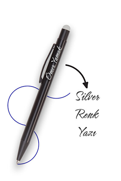 Giftino Kişiye Özel Silver Yazı Detaylı Metal İmza Kalemi - Touch Pen Tükenme...