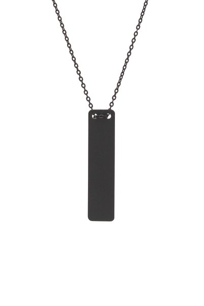 kolbi Minimalist Black Plate Necklace Rectangular Bar Necklace - Black Plated with Classic Chain