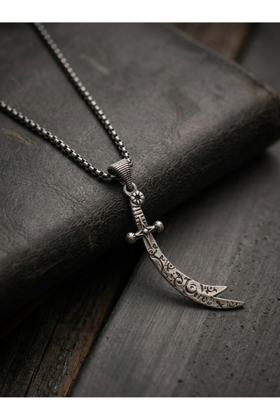 Velcari Hz. Ali Sword Minimalist Style Stainless Steel Men's Necklace