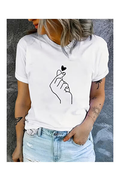 Massgai Unisex majica sa otiskom prstiju i srca, 100% pamuk, veće veličine