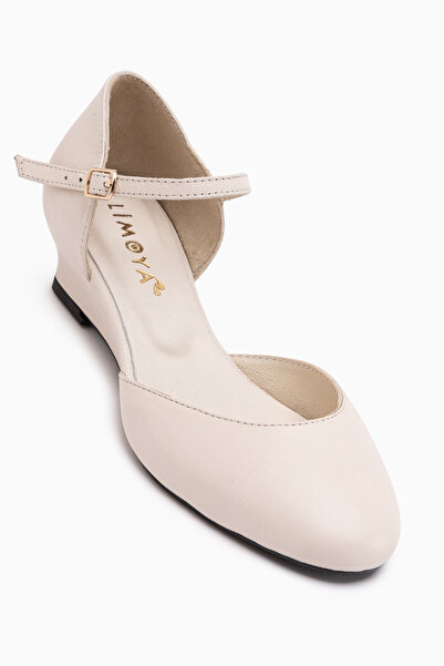 Limoya Elize Genuine Leather Beige Closed-Front Women's Heeled Shoes