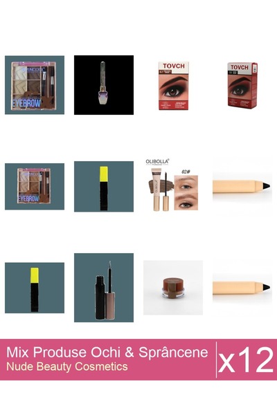 Makeup Set Mix 12 produse Rimel Sprancene: Tus / Lipici magnetic, negru, Fard...