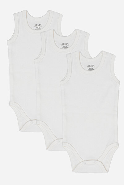 X MODAL 100% Organic Cotton 3-Piece White Baby Undershirt Snap Fastener Bodysuit
