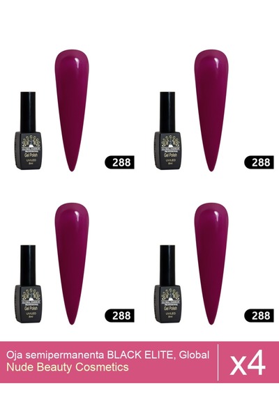 Makeup Set 4x Oja semipermanenta BLACK ELITE, Global Fashion 8 ml,288
