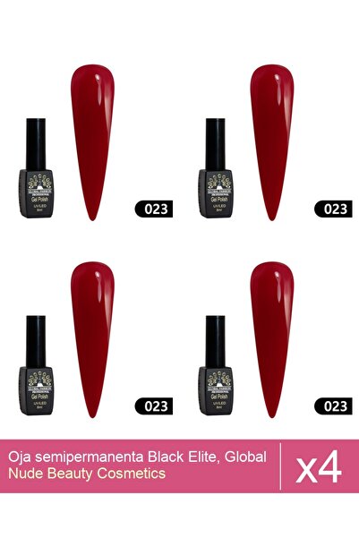 Makeup Set 4x Oja semipermanenta Black Elite, Global Fashion 8 ml,023