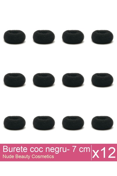 Makeup Set of 12x Black bun sponge - 7 cm diameter