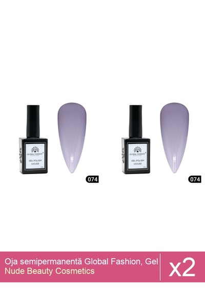 Makeup Set 2x Oja semipermanentă Global Fashion, Gel polish Elite Glow 15 ml,074