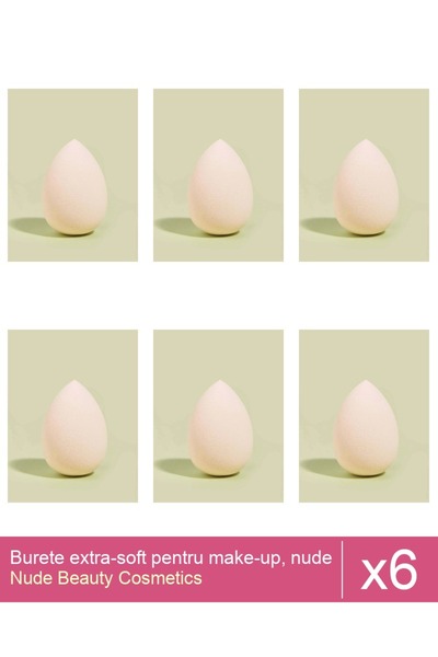 Makeup Set of 6 extra-soft makeup sponges, nude