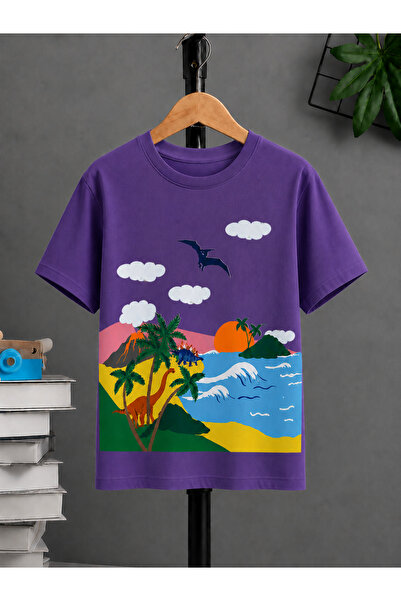 VODEXA Tricou oversize unisex cu imprimeu COAST, 100% bumbac, croială confort...